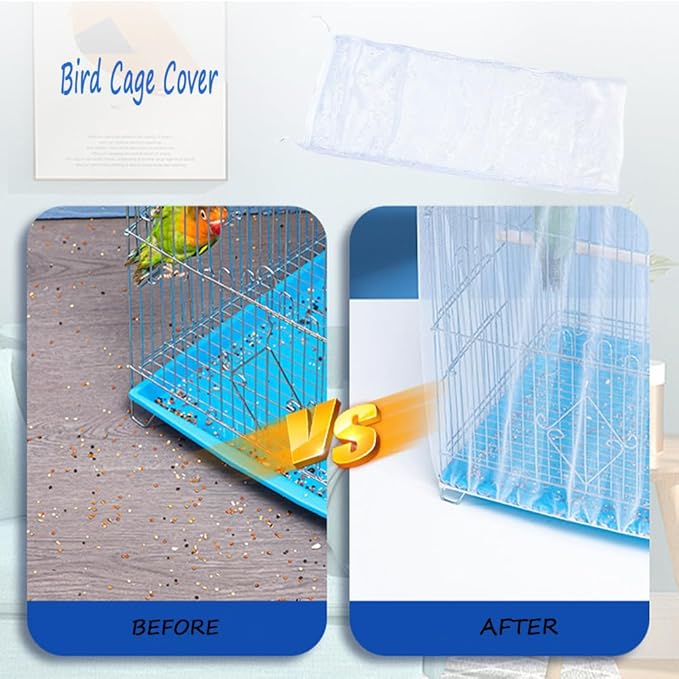 Birdcage Cover Net,Adjustable Bird Cage Seed Catcher,White Bird Net,Airy Gauze Bird Cage Cover,Bird Cage Skirt with Drawstring,Birdcage Accessories Mesh Net Cover,for Parrot Lovebirds Finches