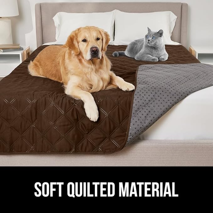 Gorilla Grip 100% Waterproof Dog Blanket 82x82, Pet Friendly Throw Essential for Large Dogs, Tear and Slip Resistant Leakproof Washable Couch Cushion Protector Cover for Indoor Furniture, Chocolate