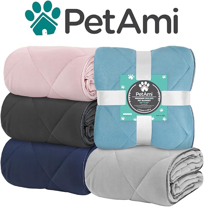 PetAmi Premium Cooling Dog Blanket | Lightweight Fluffy Pet Throw Blanket Bed Cover for Dogs, Cat, Puppies | Pet Blanket Furniture Protector Couch Sofa | Reversible Fuzzy Cozy | 60x80, Pink