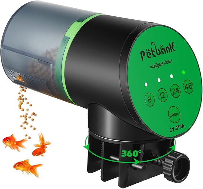 Automatic Fish Feeder for Aquarium - Auto Fish Food Dispenser Battery Operated Vacation Timer Fish Feeder Automatic Dispenser with 2 AAA Batteries Included