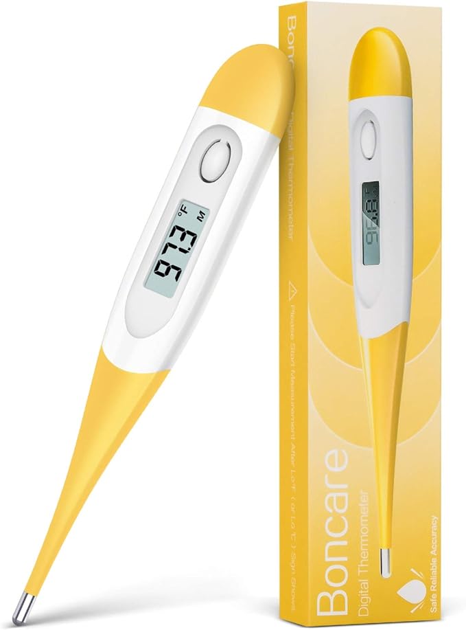 Boncare Thermometer for Adults with 10 Seconds Fast Reading, Digital Oral Thermometer for Fever (Yellow)
