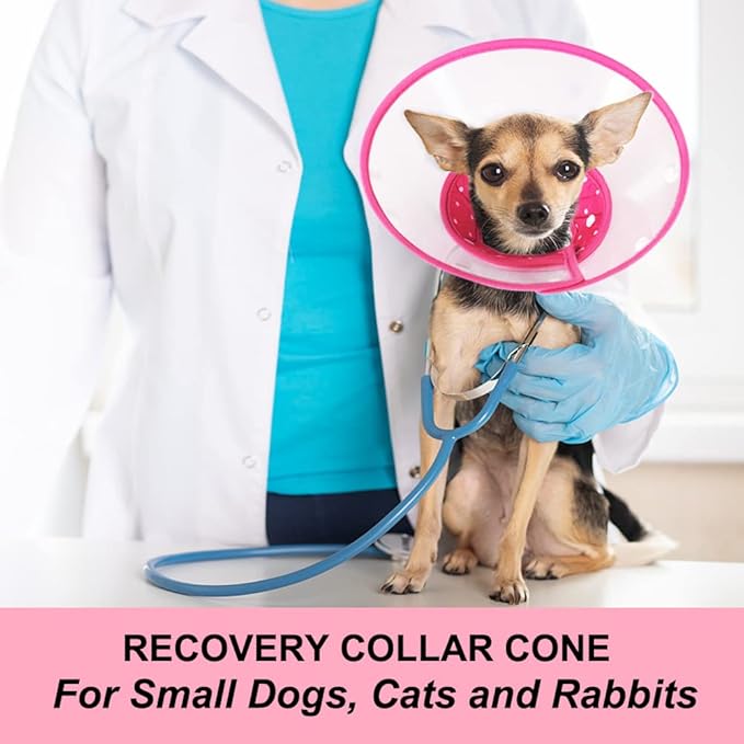 Vivifying Dog Cones for Small Dogs, Adjustable 8-9.6 Inches Soft Lightweight Elizabethan Collar for Small Dogs and Large Cats to Stop Licking Wounds After Surgery (Pink)