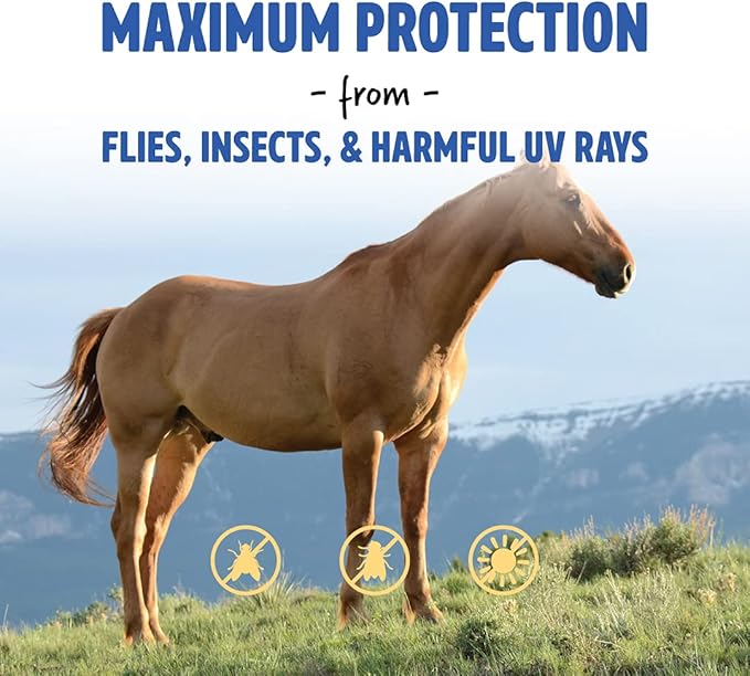 Manna Pro Opti-Force-Force Equine Fly Mask-Horse Fly Mask with UV Protection and Insect Repellent, Adjustable Fit for Comfort - Without Ears Standard