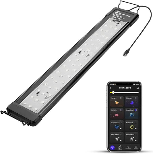 hygger 35W Smart Aquarium Light, Bluetooth LED Light with App Control, Full Spectrum Fish Tank Light with 24/7 Lighting Cycle, 5 Modes, Adjustable Timer, for 24"-30" Freshwater Planted Tank