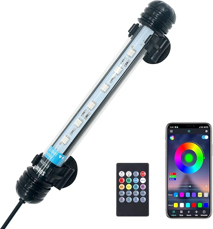 VARMHUS LED Aquarium Light,Fish Tank Light with Remote Controller&APP Control,DIY Full Spectrum Optional Color&Intelligent Timing and Dimming,29 Light Modes and 4 Music Control Modes 6LEDS-RGB 7.5''