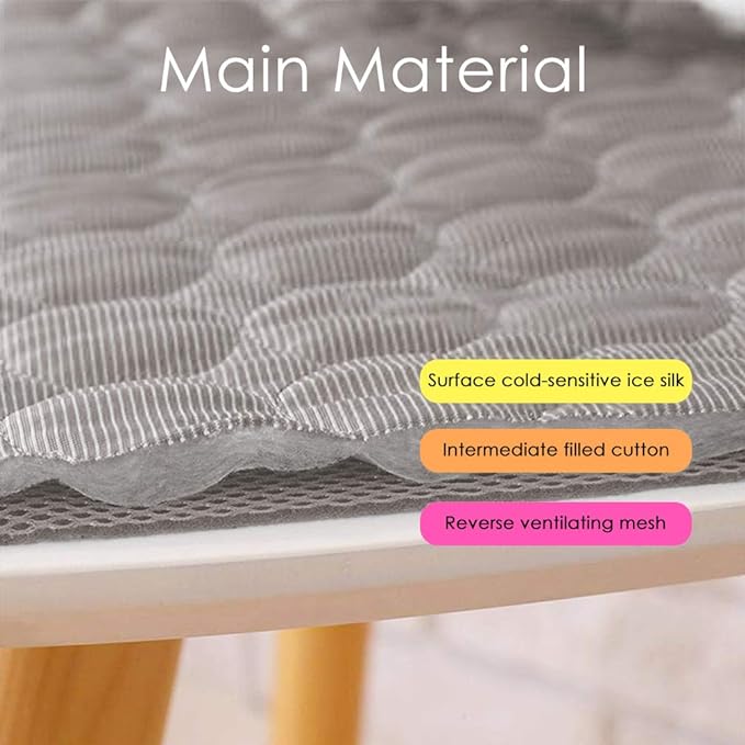 VeMee Cooling Mat Pad for Dogs Cats Ice Silk Mat Cooling Blanket Cushion for Kennel/Sofa/Bed/Floor/Car Seats Cooling (L: 28 x 22 inches, Grey)