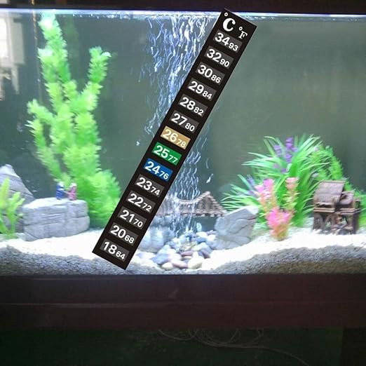 Black Digital Temperature Sticker, Adhesive Thermometer Strip Aquarium Thermometer Sticker, Thermometer Strips in Degree Fahrenheit and Celsius Display Aquarium Thermometers for Fish Tank and Aquarium