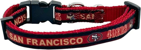 NFL CAT Collar San Francisco 49ers Satin Cat Collar Football Team Collar for Dogs & Cats. A Shiny & Colorful Cat Collar with Ringing Bell Pendant