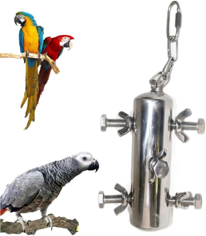 Stainless Steel Parrot Toys, Hanging Chew Bird Toys for Parrots, Bell Macaw Toys, Puzzle Interactive Foraging Bird Toys, Large Bird Toys Toys for Macaws, African Grey, Amazon Parrots