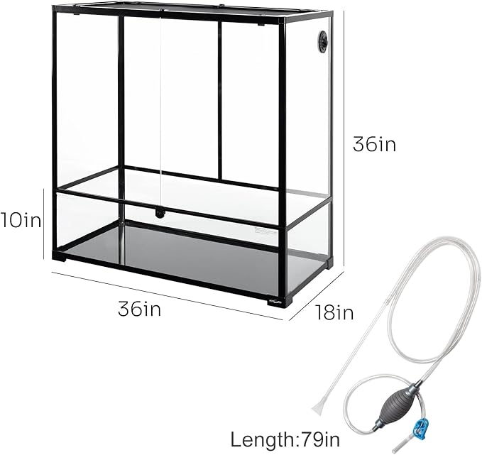 REPTI ZOO Large Reptile Paludarium Tank, Vertical Reptile Terrarium Wide & Tall Amphibian Tank with Top Screen Ventilation (36" W X 18" D X 36" H (Paludarium))