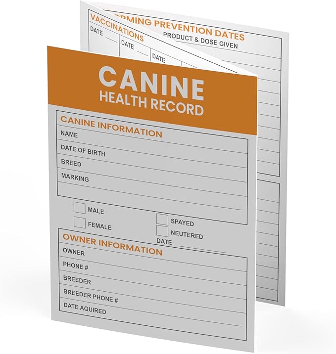 Good|Harbor® Pet Supplies | (50 Pack) Premium Canine Health Record 6x4 Inch Booklets | Dog Vaccines Large Records - Puppy Shot Vaccination Brochure