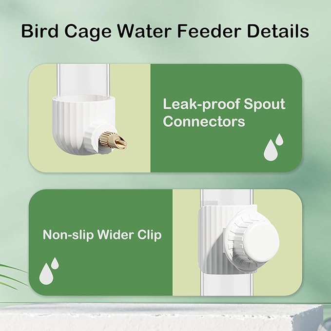 Bird Drinker Waterer Parakeet Water Dispenser for Cage Bird Drinking Water Bottle Parrot Automatic Drinking Device for Budgie Cockatiel Lovebirds Canary Finch (White/7.76 OZ)