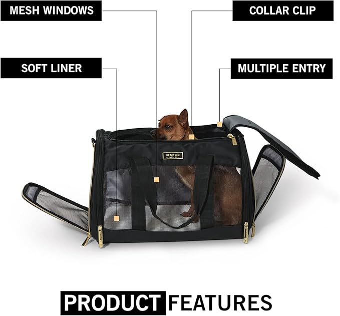 Kenneth Cole Reaction Collapsible Travel Pet Carrier Soft Multi-Entry Folding Portable Kennel Crate for Puppy Dog, Cat, and Rabbit Carrier Bag, Large Duffel Bag, Large Pet Carrier, Up to 22 Lbs