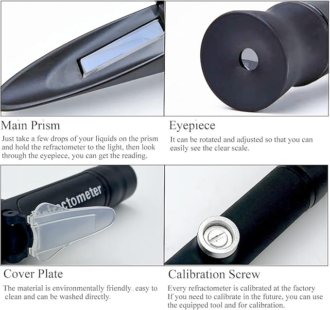 Professional Refractometer Saltwater Aquarium,High Accuracy Salinity Tester for Saltwater Aquarium, Marine Monitoring,Fish Tank 0-100 PPT with Automatic Temperature Compensation (ATC)