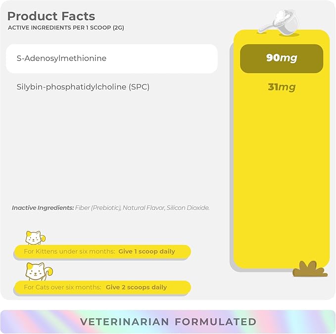 Same and Silybin for Cats - 120g - S-Adenosyl-L-Methionine, Same, Liver Supplements for Cats, Brain & Cognitive Support… (for Cats)