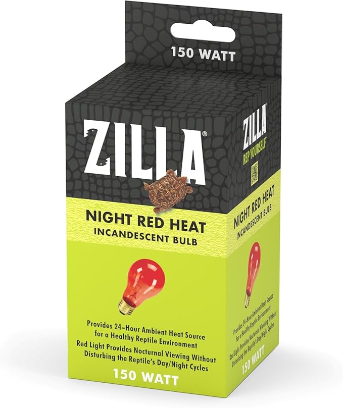 Zilla Reptile Terrarium Incandescent Heat Bulb, Night Red, 150 Watts