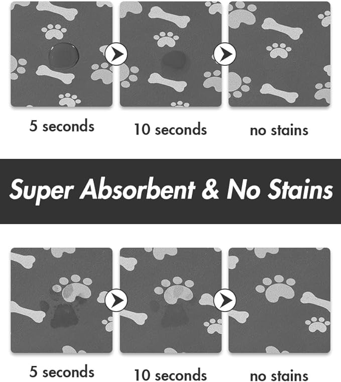 Pet Feeding Mat-Absorbent Dog Food Mat-Dog Mat for Food and Water-No Stains Quick Dry Dog Water Dispenser Mat-Pet Supplies-Dog Placemat Dog Water Bowl for Messy Drinkers (14"x22", Dark Grey)