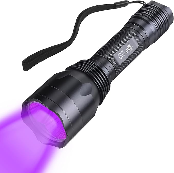 ULTRAFIRE UV Black Light Flashlight for Curing UV Glue, Powerful 395 nm LED Blacklight Flashlights, Pet Stain Detector for Dog Urine, Dye Detector H-P3