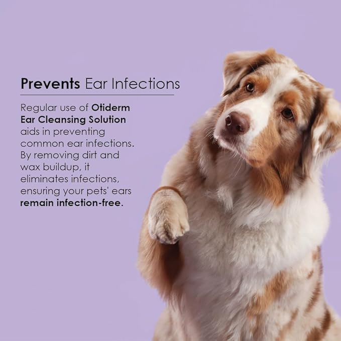 Otiderm Ear Cleansing Solution with Aloe Vera for Dogs & Cats, Anti-Irritant Formula with Neutral pH and Aloe Vera, Deodorize & Gently Clean - 8 fl oz