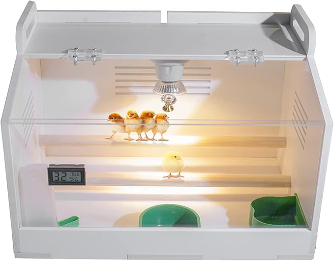 Intelligent Brooder Box 4 Suit,15-30 Newborns Chicks Birds Parakeet Incubators Breeding Heater Box Built-in Chicken Perch and Chicken Feeder/Chicken Waterer