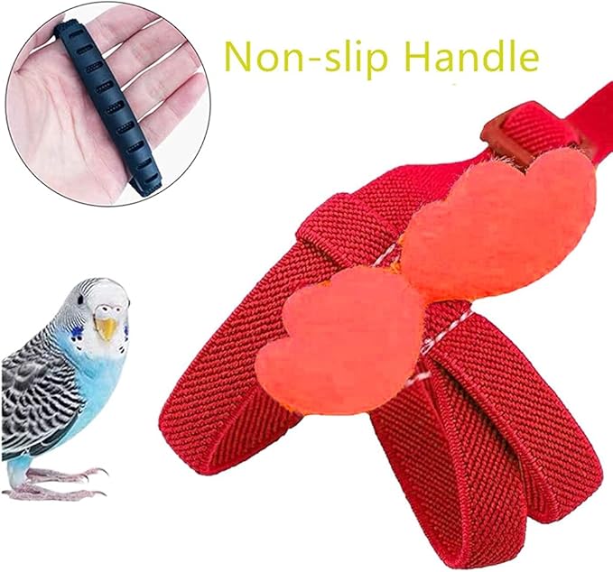 Birds Adjustable Harness and Leash, Parrot Outdoor Flying Training Traction Rope Straps with Cute Wing for Small Animal Birds, Parrots, Pigeons, Lizard, Turtles (XL,Red)