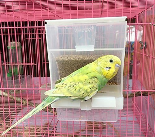 Hypeety Automatic Bird Feeder No Mess Pet Feeder Seed Food Container Perch Cage Accessories for Budgerigar Canary Cockatiel Finch Parakeet