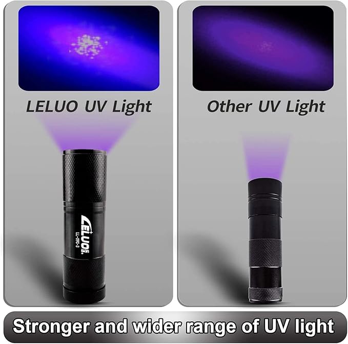 Black UV Handheld Flashlights,9 LED Mini Light 395nm,Portable Pet Stain Detector for Pet Urine,Bed Bugs