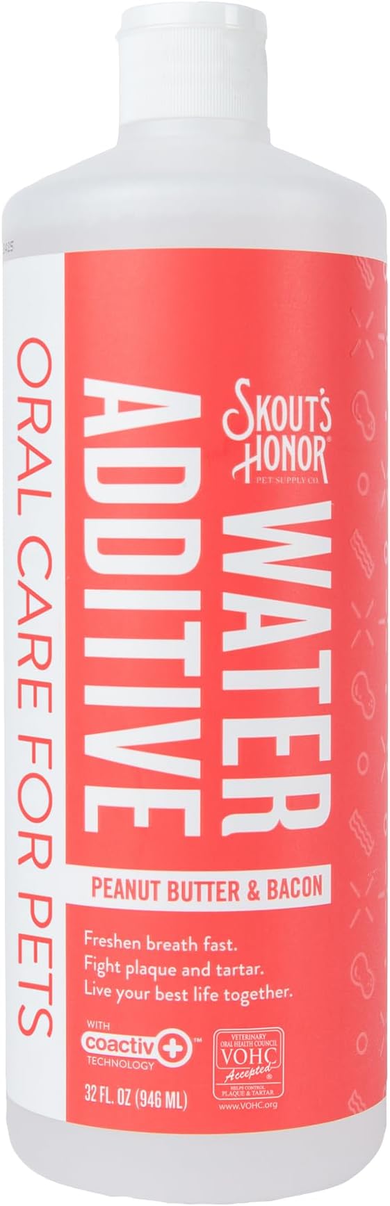SKOUT'S HONOR: Oral Care Water Additive for Dogs & Cats - Peanut Butter & Bacon 32oz