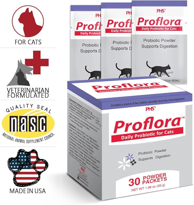 Probiotics for Cats-Complete Gut Health & Immune Support. Easy to Use Digestive Multi-Strain Probiotics. Easier Diet Transitions, Healthier Skin & Coat & Helps Treat Diarrhea. 30 Packets.