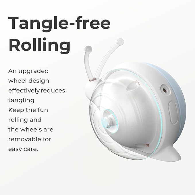 Cheerble Interactive Cat Toy for Indoor Cats, Wicked Snail, [2024 Upgraded] Kitten Toys, Automatic Cat Toy with LED Lights, DC Rechargeable Moving Cat Toy, Smart Sensing Electric Cat Toy (Blue)