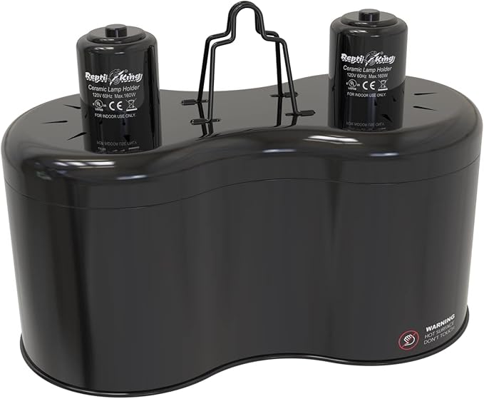 Reptile Dual Dome 12inch, Fits Reptile Light/Heat Lamp/UVB Light, Max. 160W Each,Patent Design K8561, Reptile Light Fixture