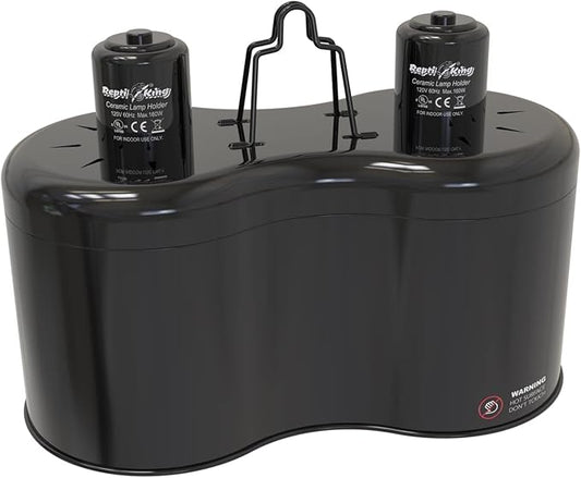 Reptile Dual Dome 12inch, Fits Reptile Light/Heat Lamp/UVB Light, Max. 160W Each,Patent Design K8561, Reptile Light Fixture