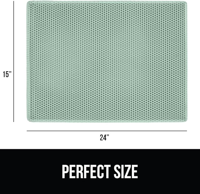 Gorilla Grip Honeycomb Cat Litter Mat, Two Layer Trapping Waste Mats, Soft On Paws, Indoor Box Supplies and Essentials, Feeding Trap, Water Resistant on Floors, 24x15 Sage