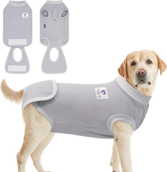 cyeollo Dog Surgery Recovery Suit Soft Breathable Female Male Pet Bodysuit for Spay, Neuter, Surgical Recovery Shirt for Small Medium Large Dogs, Grey, XXL