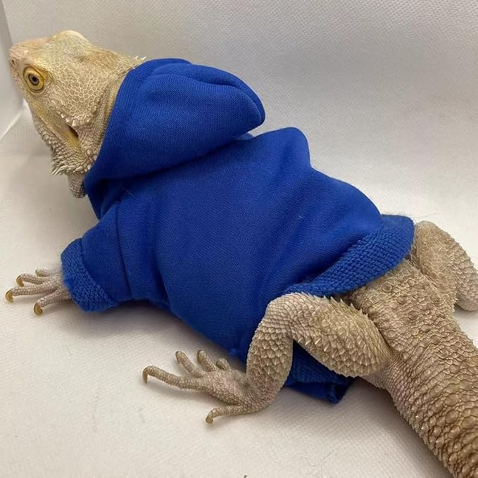 Lizard Clothes for Bearded Dragons Reptile Apparel Handmade Cotton Material Hoodies Sweater T-Shirt for Skin Protection Photo Party for Lizard bearded dragon Crested Gecko Chameleon (Black, Large)