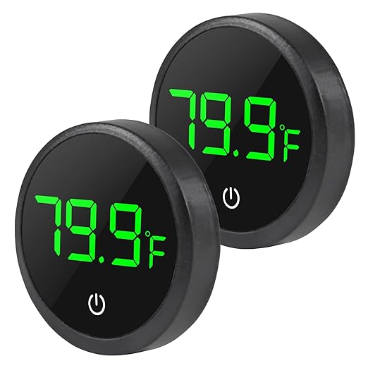 2Pcs Digital Aquarium Thermometer Fish Tank Digital LED Display Thermometer Fahrenheit Aquarium Temperature Sensor with LED Touch Screen for Aquarium Glass Containers Plant Reptile Turtle Tank-Black