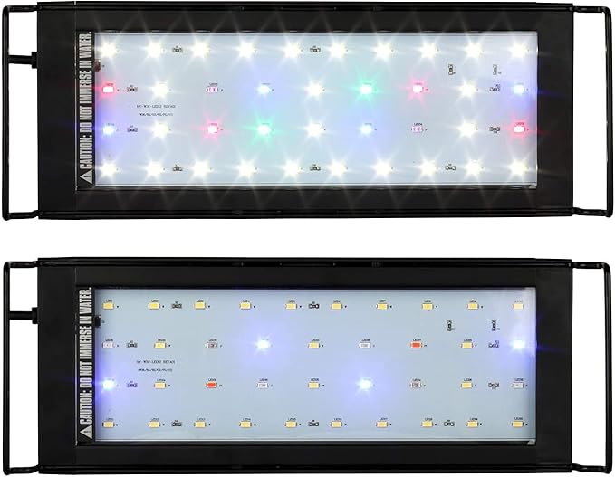 LED Aquarium Light, Full Spectrum Fish Tank Led Light with Aluminum Alloy Shell Extendable Brackets (12-18 in)