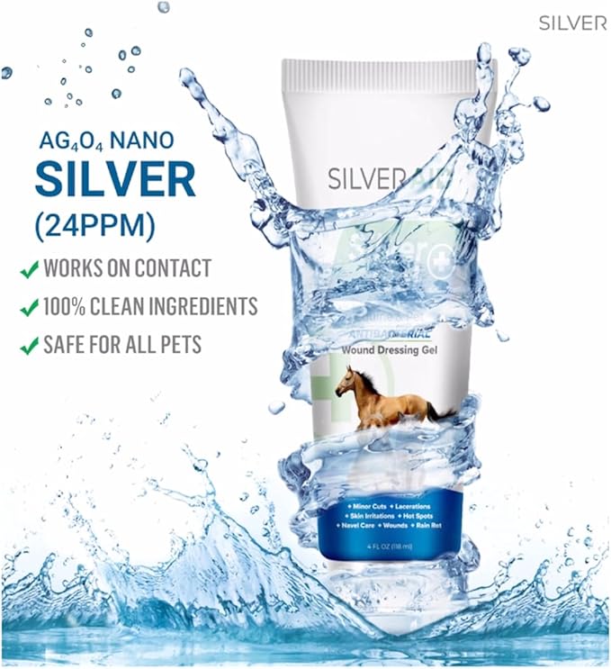 Hot Spot Treament for Dogs, Colloidal Silver Gel Wound Care for Dogs, Cats, Horses, Relief of Rashes, Irritations, Itch, Bites, Burns, Scratches, Minor Cuts, Coat Care, Vet Recommended, Made in USA