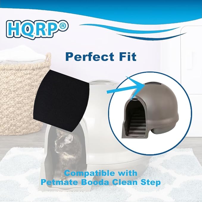 HQRP 8-Pack Cat Litter Box Replacement Carbon Filters Compatible with Petmate Booda Clean Step, Activated Carbon Charcoal Filters