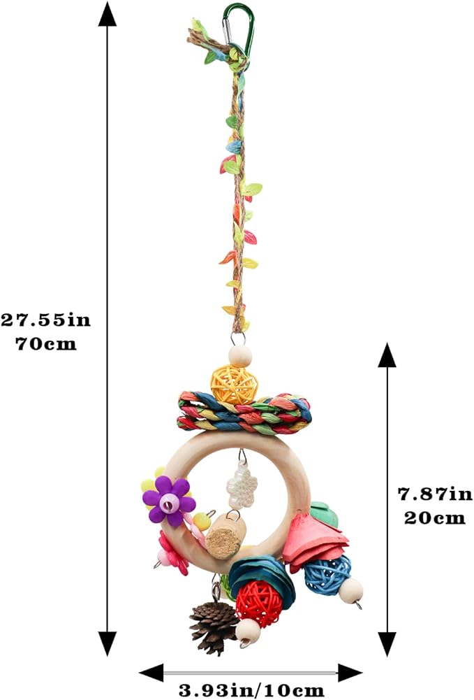 Bird Chewing Toys, Hanging Natural Materials Parrot Chew Toy, Bird Cage Accessories, Suitable for Small to Medium Birds Budgie Lovebirds Conures Parakeets Cockatiels