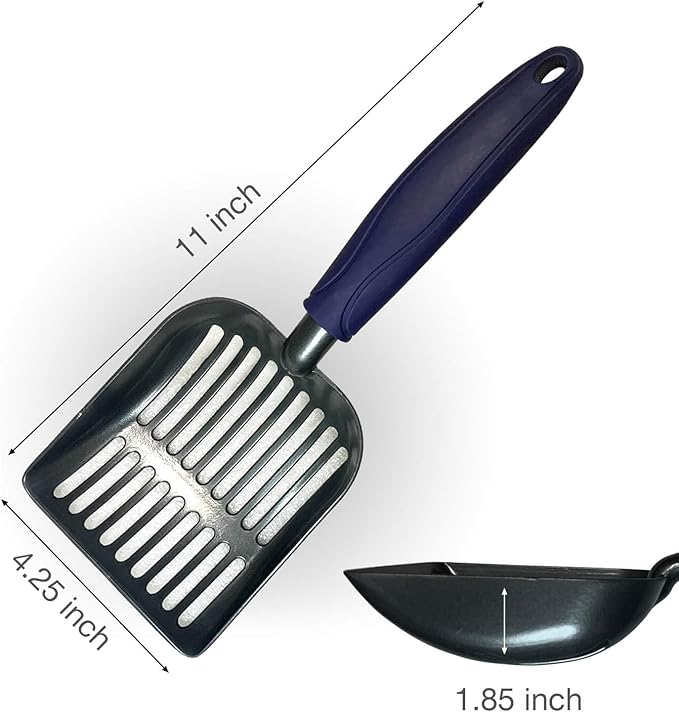 Metal Cat Litter Scoop - Non Stick Aluminum Alloy Aluminum cat Litter Scooper, Solid and Durable Oversized Metal Litter Scoops, Solid Metal, Fecal screening, Solid Handlel Blue