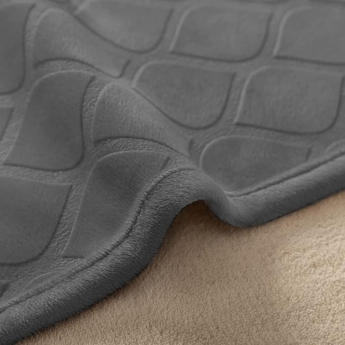 fuguitex Waterproof Dog Blanket Bed Cover Dog Crystal Velvet Moroccan Fuzzy Cozy Plush Pet Blanket Throw Blanket for Couch Sofa(30 * 70 inch, Dark grey+Beige)
