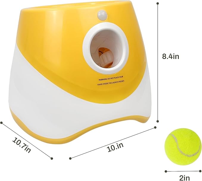 Automatic Dog Ball Launcher,Interactive Dog Tennis Ball Throwing Machine,Interactive Dog Ball Indoor&Outdoor Thrower Distance 10-30ft for Small and Medium Dogs with 6 x 2 inch Balls(Orange)