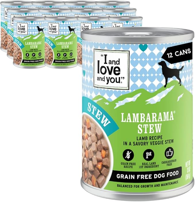 I AND LOVE AND YOU Wet Dog Food - Lambarama Stew - Lamb Recipe, Grain Free, Filler Free 13oz can, 12pk