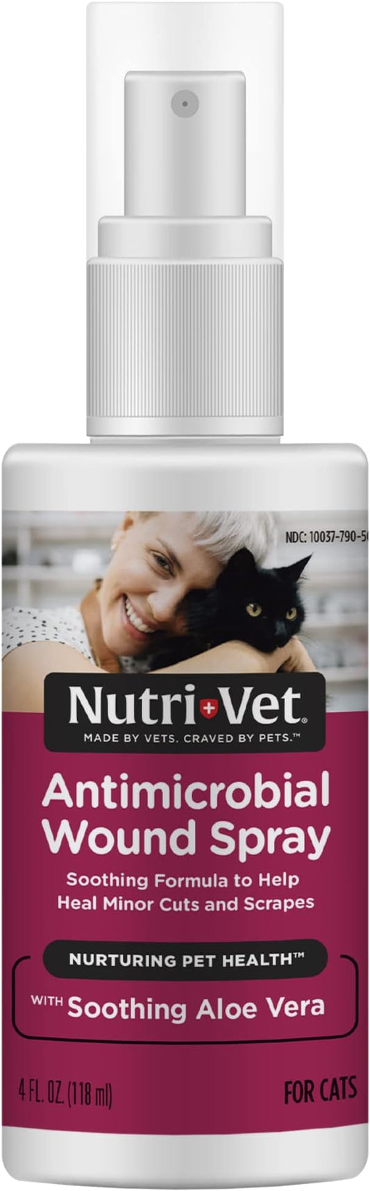 Nutri-Vet Antimicrobial Wound Spray for Cats | Helps Promote Healing and Reduce Pain | 4oz