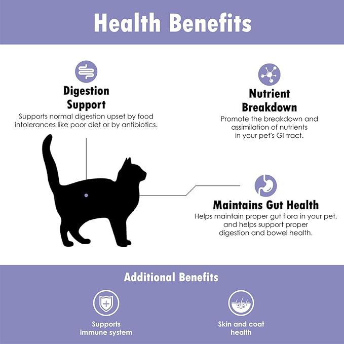 Probiotics for Cats-Complete Gut Health & Immune Support. Easy to Use Digestive Multi-Strain Probiotics. Easier Diet Transitions, Healthier Skin & Coat & Helps Treat Diarrhea. 30 Packets.