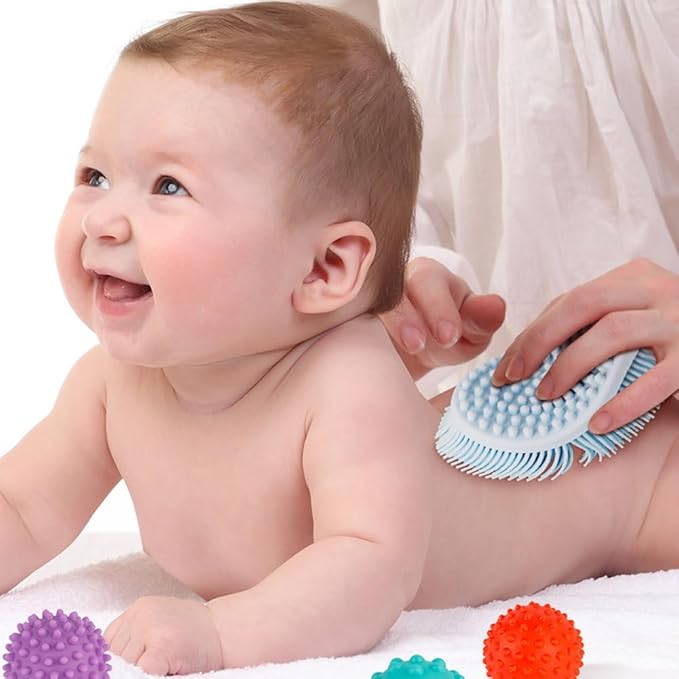 Special Supplies sensory brush for therapy，sensory brushes for autism kids，A soothing tool suitable for Children and infants, suitable for bathing (Blue)