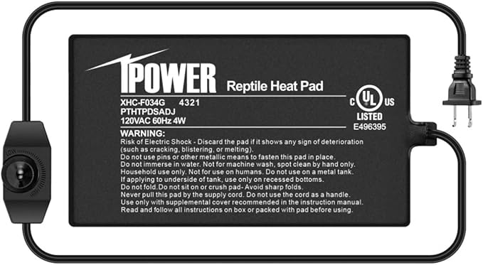 iPower Reptile Heat Mat Under Tank Warmer 4W/8W/16W/24W Terrarium Heater Heating Pad with Temperature Adjustable Controller Knob, Digital Thermometer and Hygrometerf or Amphibian, Multi Sizes