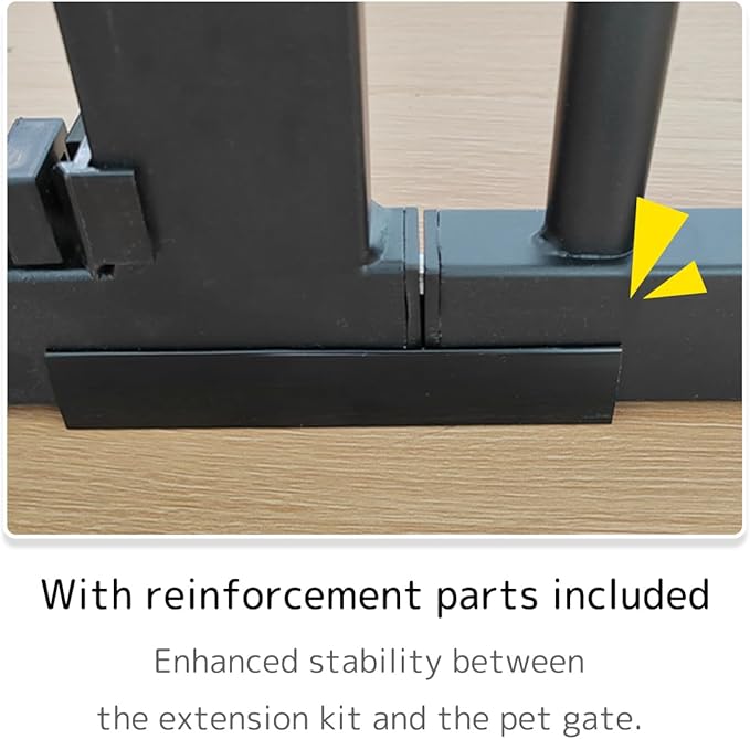 Extra Tall Pet Gate 55.12" High Pressure Mounted 4.13" Wide Extension kit 1.37" Gap (4.13", Black)