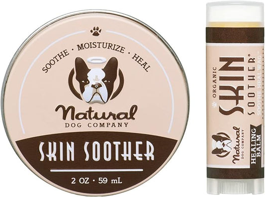 Natural Dog Company Skin Soother Bundle, includes 2oz Tin + 0.15oz Stick, All Natural Healing Balm for Dogs, Relieves Dry, Itchy Skin, Treats Skin Irritations, Wounds, Hot Spots, Dermatitis
